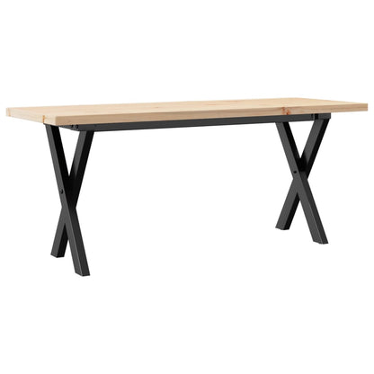 Table basse cadre en X 110x40x45,5 cm bois de pin massif acier