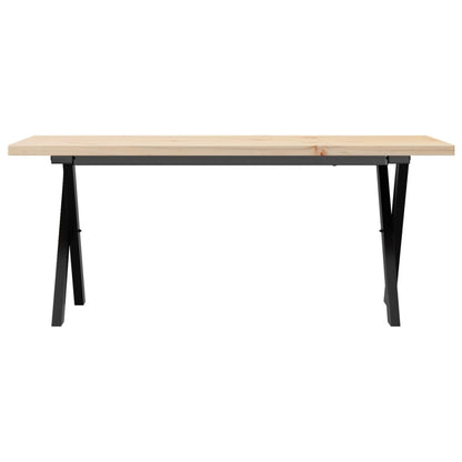 Table basse cadre en X 110x40x45,5 cm bois de pin massif acier