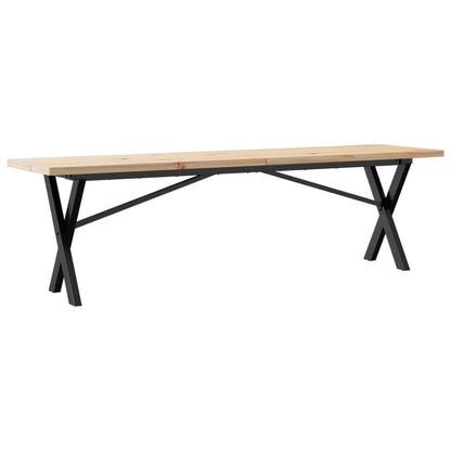 Table basse cadre en X 160x40x45,5 cm bois de pin massif acier