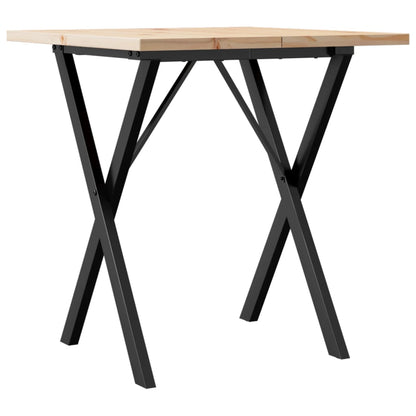 Table à manger cadre en X 60x60x75,5cm bois de pin massif acier