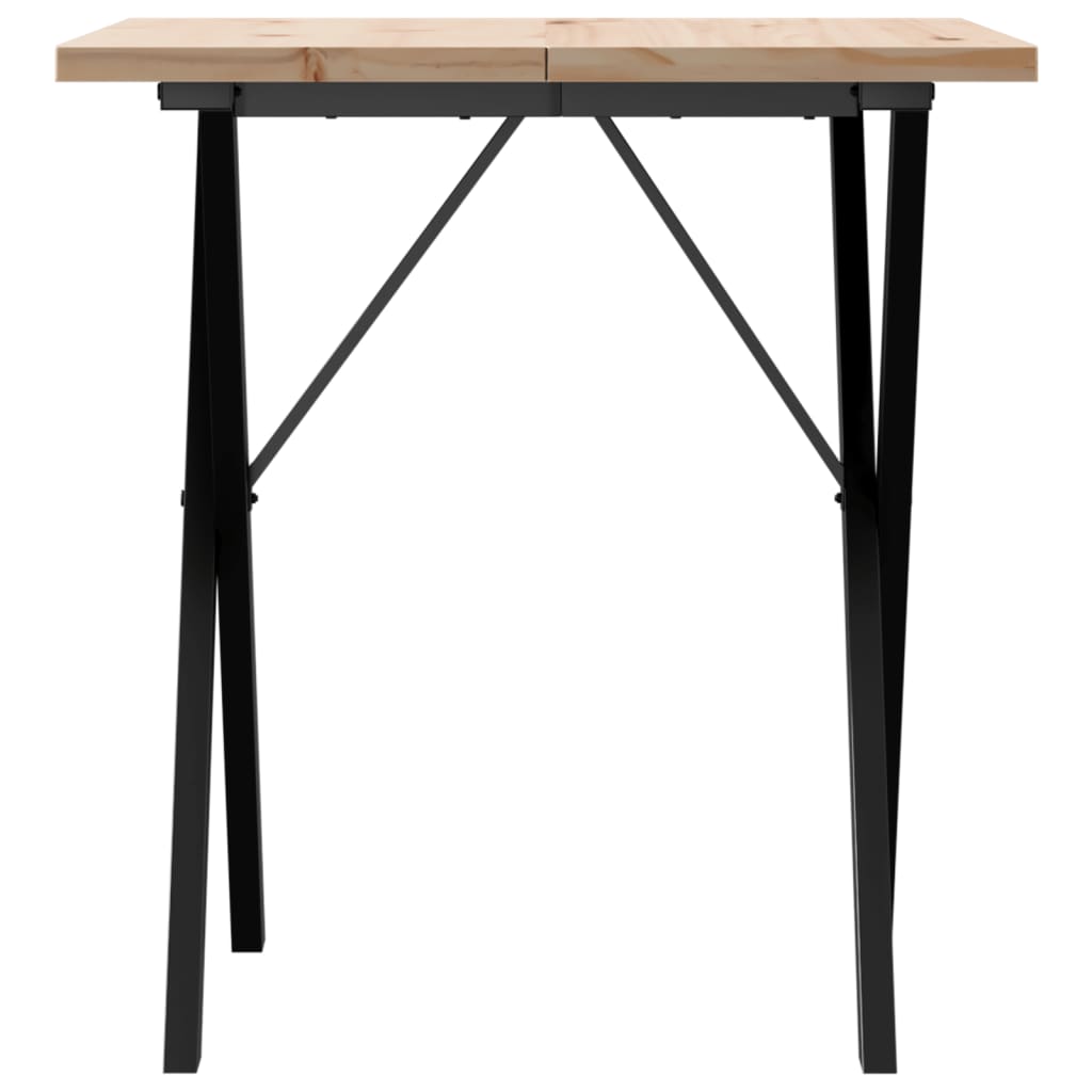 Table à manger cadre en X 60x60x75,5cm bois de pin massif acier