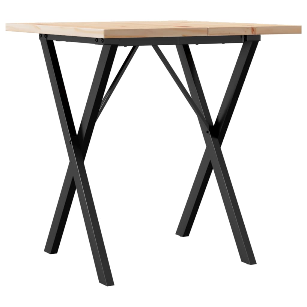 Table à manger cadre en X 60x60x75,5cm bois de pin massif acier