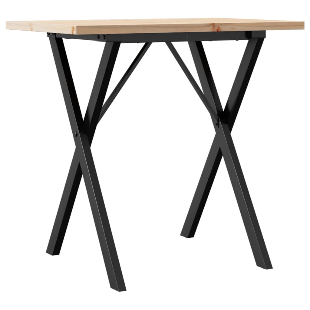 Table à manger cadre en X 80x50x75,5cm bois de pin massif acier