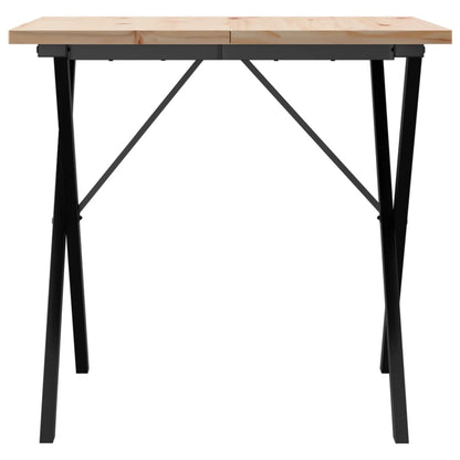 Table à manger cadre en X 80x80x75,5cm bois de pin massif acier