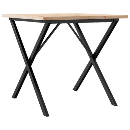 Table à manger cadre en X 80x80x75,5cm bois de pin massif acier