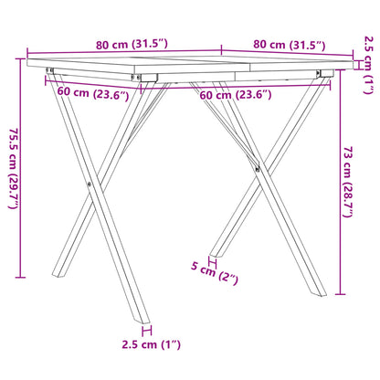 Table à manger cadre en X 80x80x75,5cm bois de pin massif acier