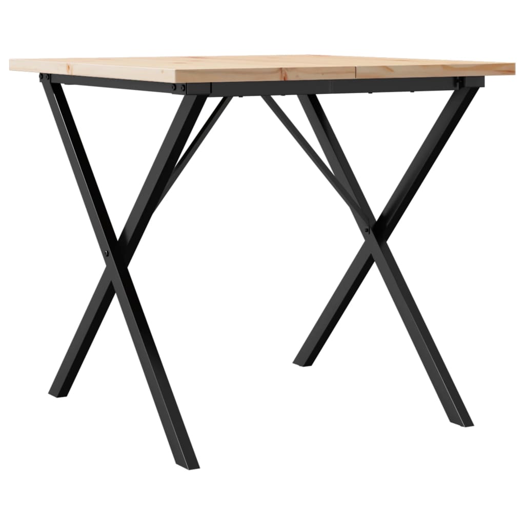 Table à manger cadre en X 90x90x75,5cm bois de pin massif acier