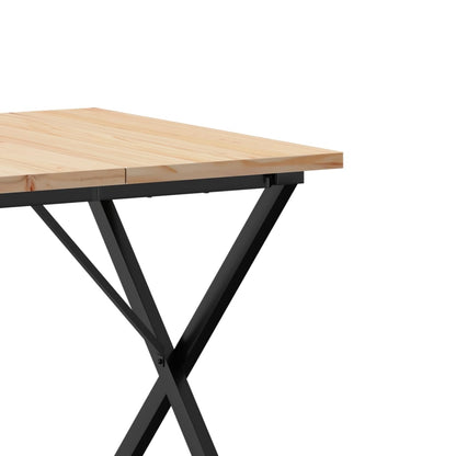 Table à manger cadre en X 90x90x75,5cm bois de pin massif acier