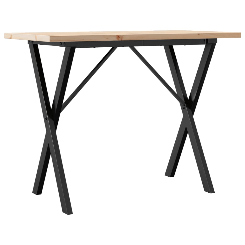 Table à manger cadre en X 100x50x75,5 cm bois pin massif acier