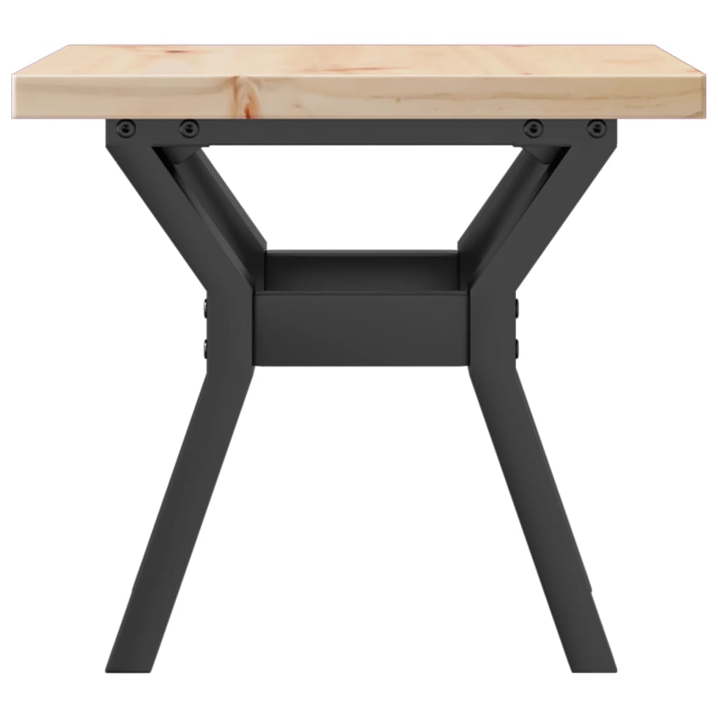 Table basse cadre en Y 40x40x35,5cm bois de pin massif et acier