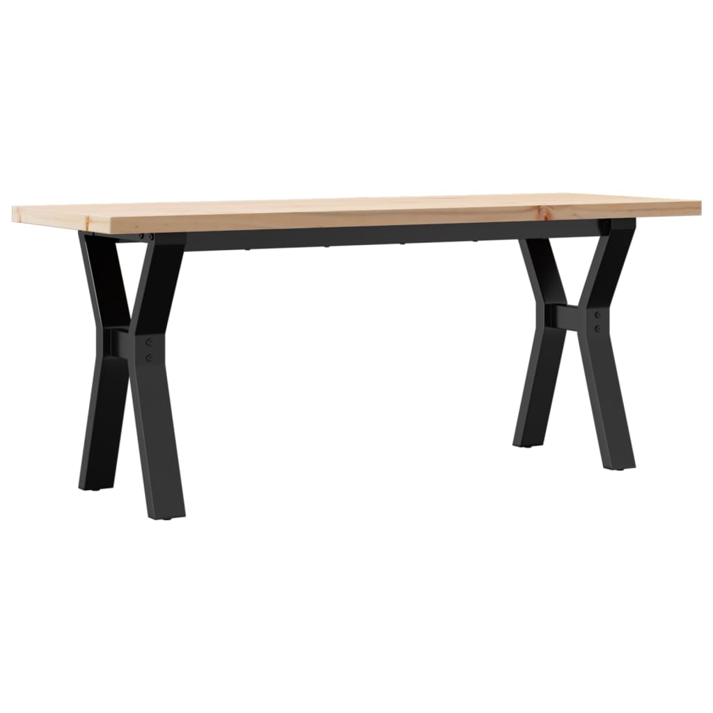 Table basse cadre en Y 110x40x45,5 cm bois de pin massif acier