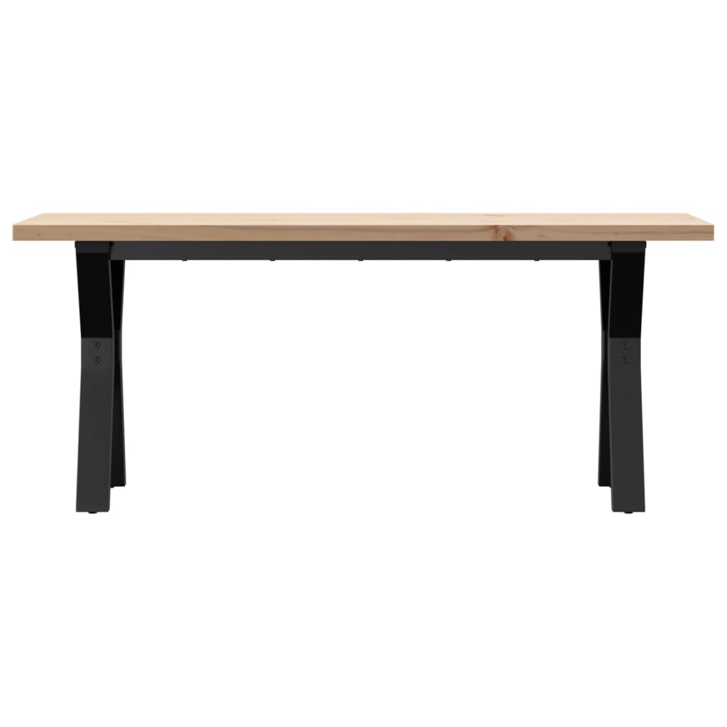 Table basse cadre en Y 110x40x45,5 cm bois de pin massif acier