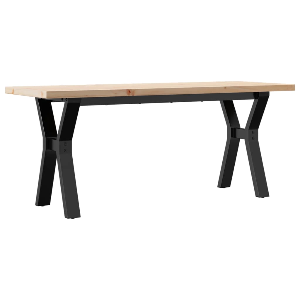 Table basse cadre en Y 110x40x45,5 cm bois de pin massif acier