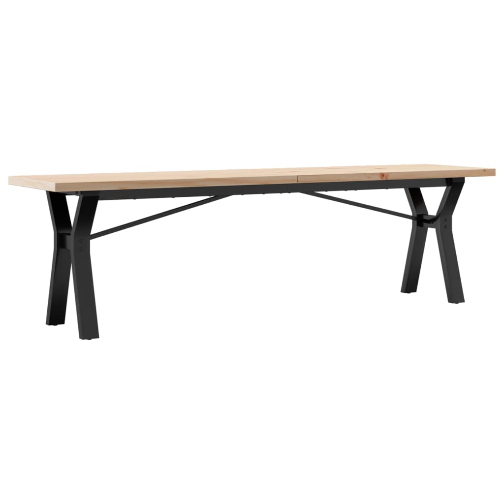 Table basse cadre en Y 160x40x45,5 cm bois de pin massif acier