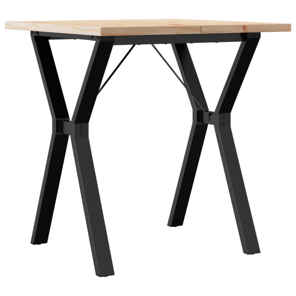 Table à manger cadre en Y 70x70x75,5cm bois de pin massif acier