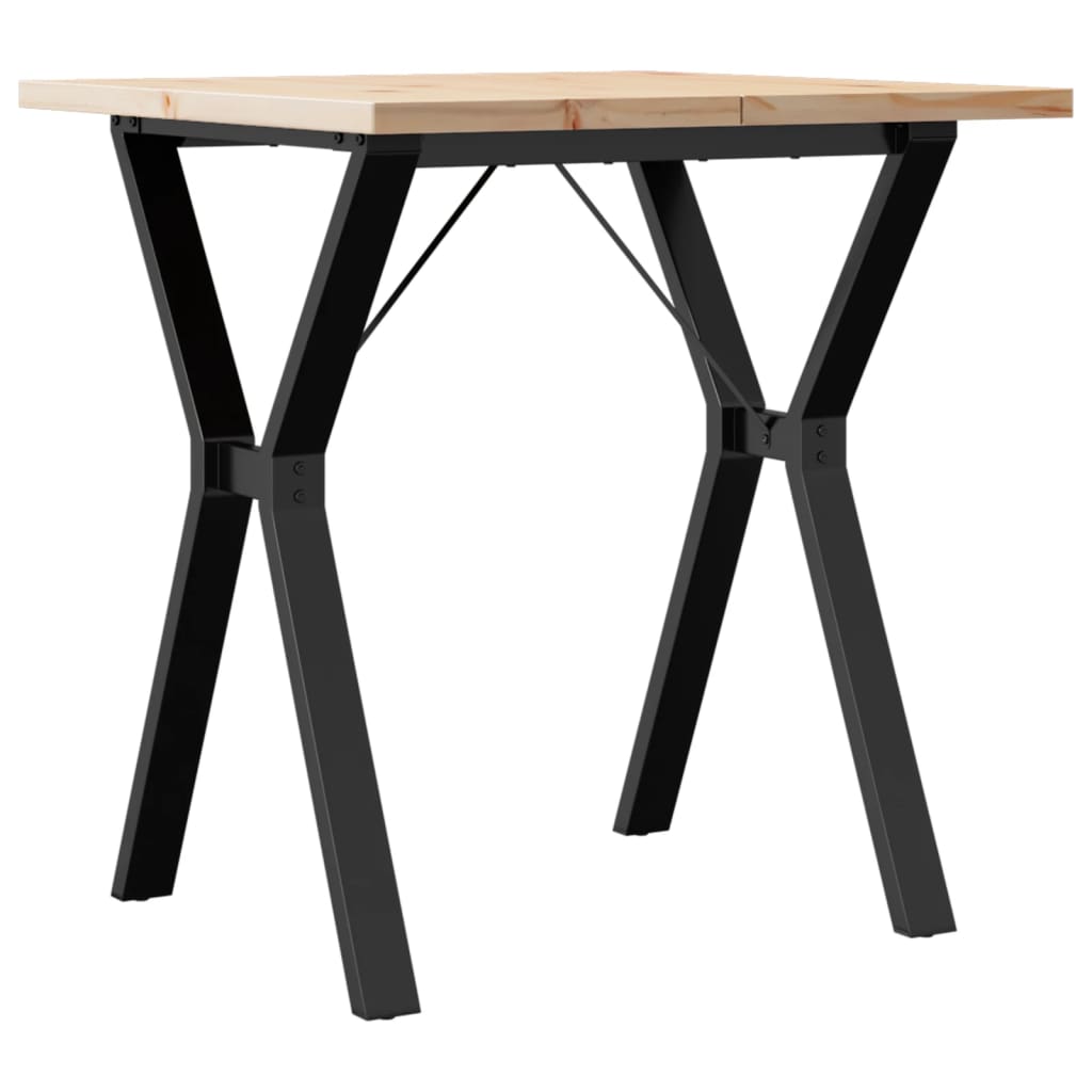 Table à manger cadre en Y 70x70x75,5cm bois de pin massif acier