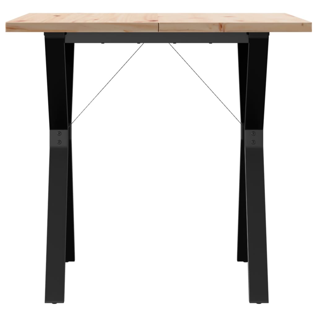 Table à manger cadre en Y 80x80x75,5cm bois de pin massif acier