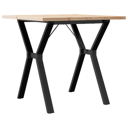 Table à manger cadre en Y 80x80x75,5cm bois de pin massif acier