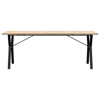 Table à manger cadre en Y 200x100x75,5 cm bois pin massif acier