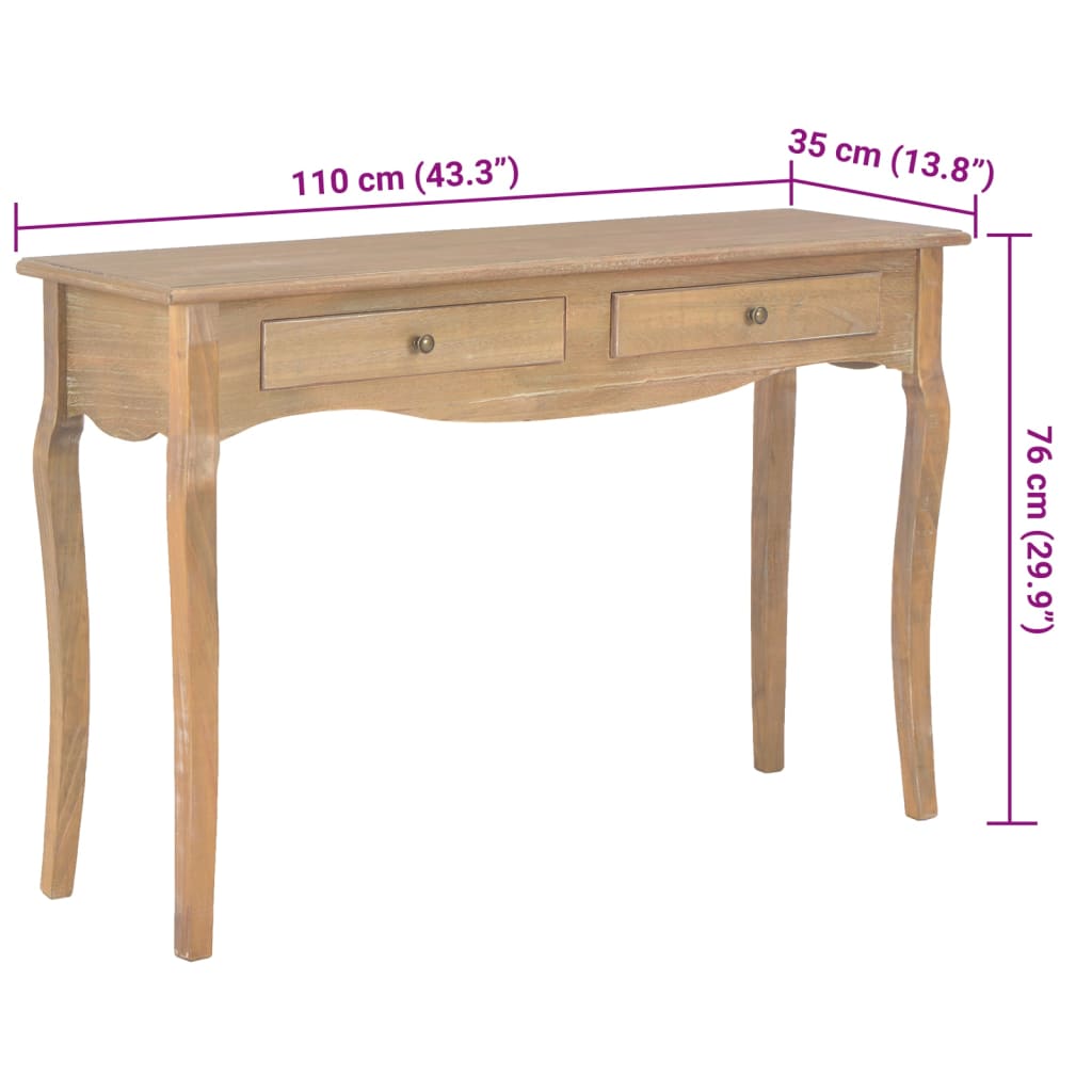 Table console avec 2 tiroirs 110x35x76 cm bois d'ingénierie