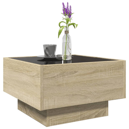 Table basse avec LED chêne sonoma 50x50x30 cm bois d'ingénierie