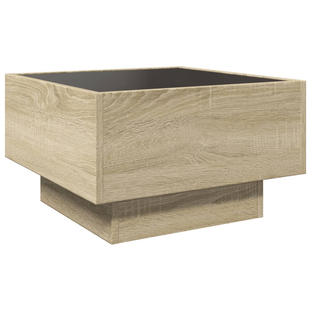 Table basse avec LED chêne sonoma 50x50x30 cm bois d'ingénierie