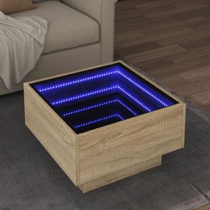 Table basse avec LED chêne sonoma 50x50x30 cm bois d'ingénierie