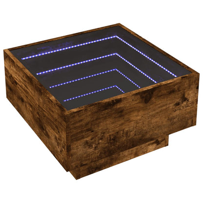 Table basse avec LED chêne fumé 50x50x30 cm bois d'ingénierie