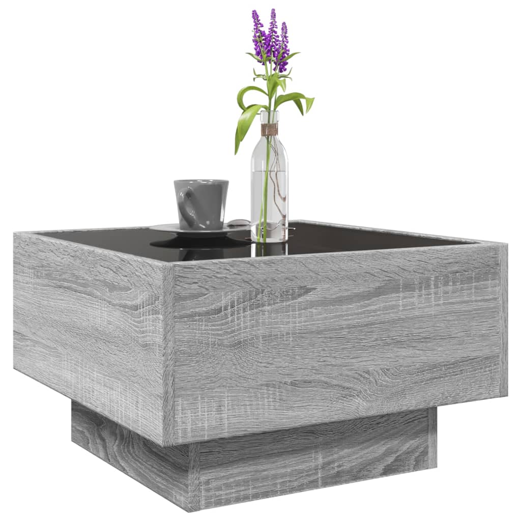 Table basse avec LED sonoma gris 50x50x30 cm bois d'ingénierie