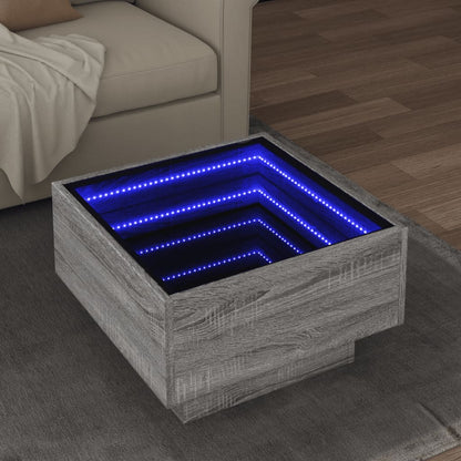 Table basse avec LED sonoma gris 50x50x30 cm bois d'ingénierie