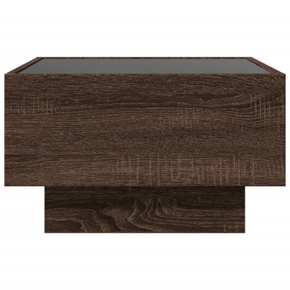 Table basse avec LED chêne marron 50x50x30 cm bois d'ingénierie