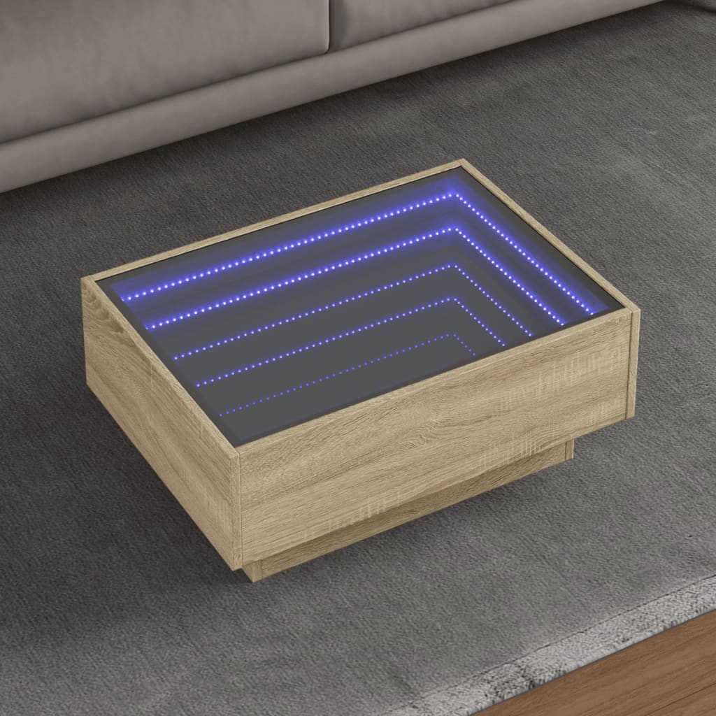 Table basse avec LED chêne sonoma 70x50x30 cm bois d'ingénierie