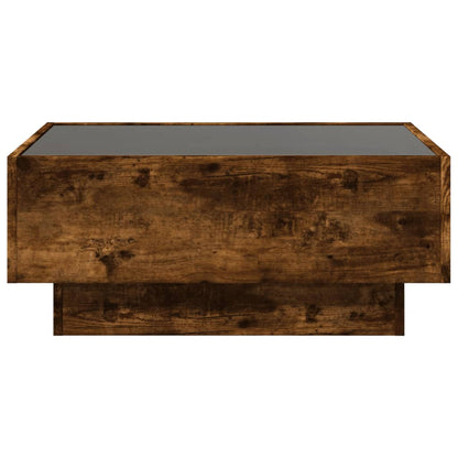 Table basse avec LED chêne fumé 70x50x30 cm bois d'ingénierie