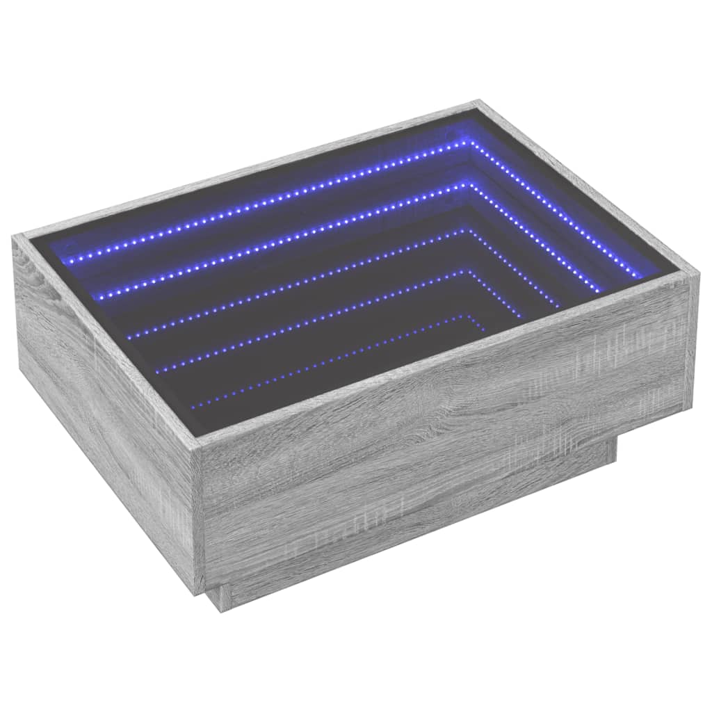 Table basse avec LED sonoma gris 70x50x30 cm bois d'ingénierie