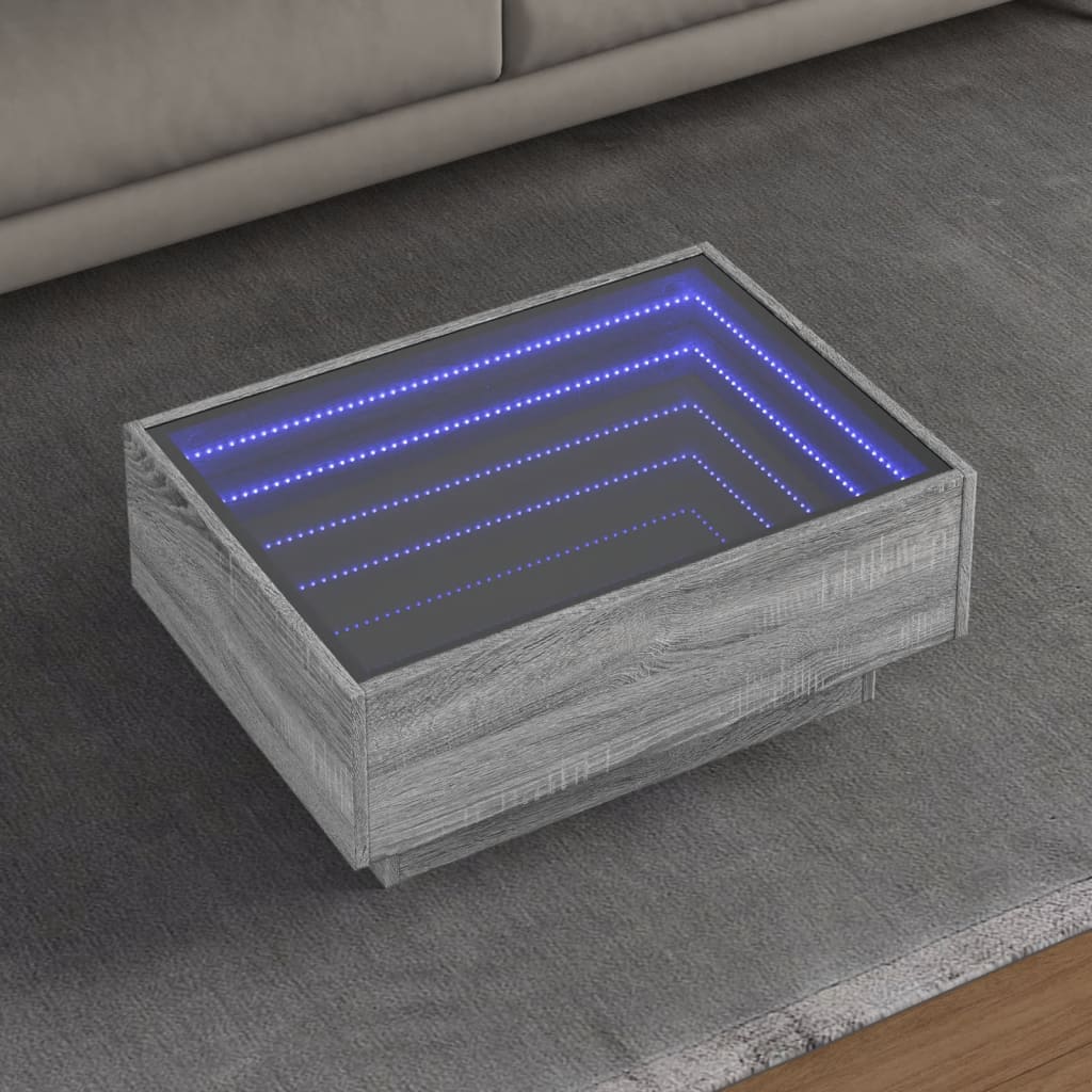 Table basse avec LED sonoma gris 70x50x30 cm bois d'ingénierie