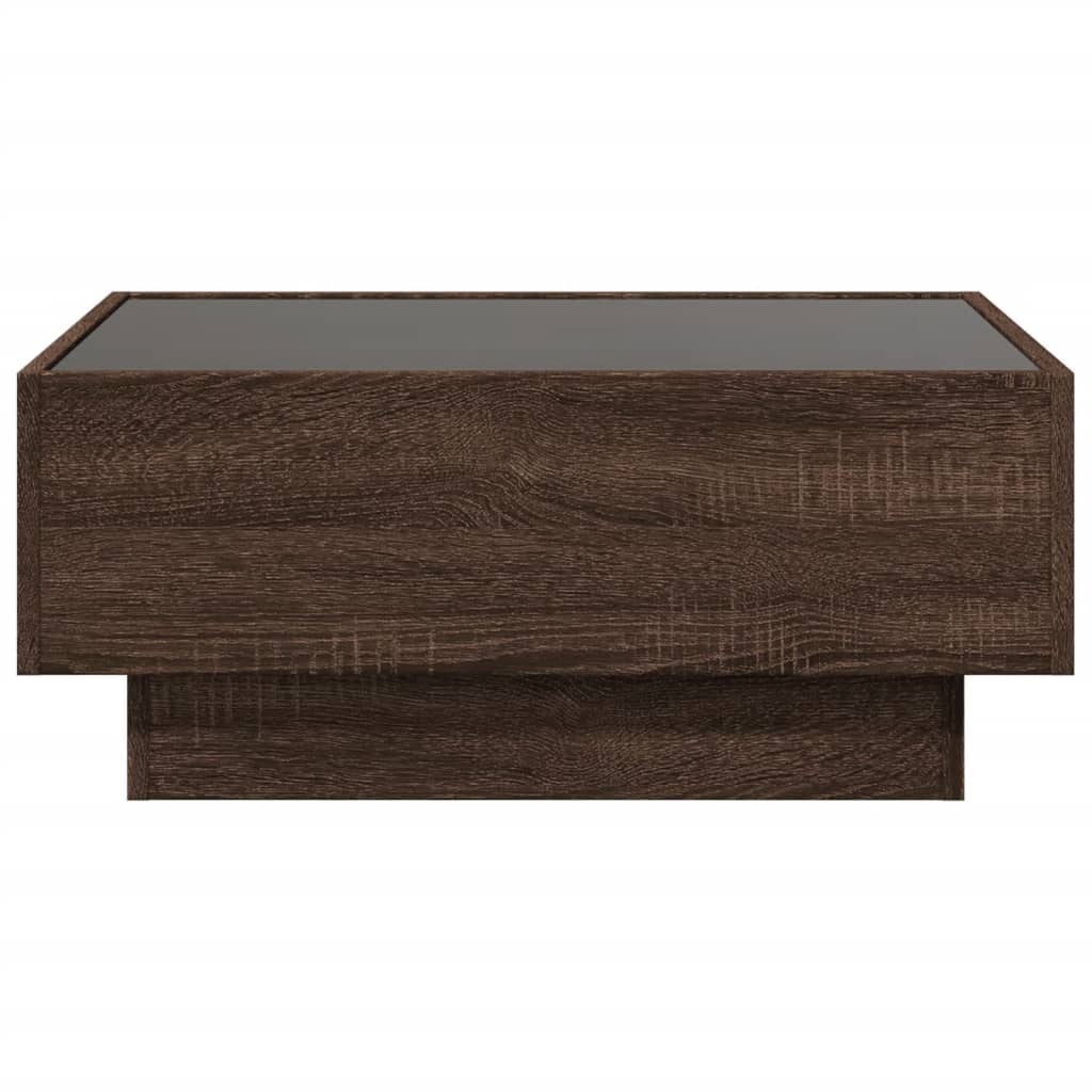 Table basse avec LED chêne marron 70x50x30 cm bois d'ingénierie