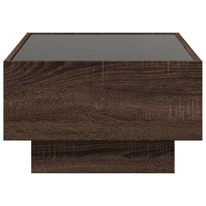 Table basse avec LED chêne marron 70x50x30 cm bois d'ingénierie