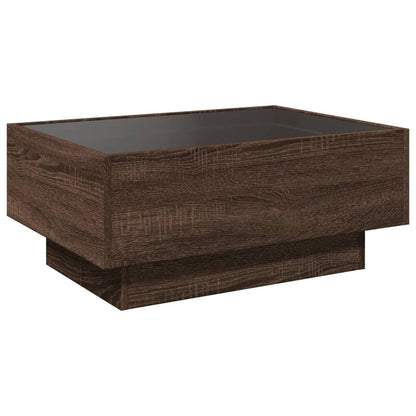 Table basse avec LED chêne marron 70x50x30 cm bois d'ingénierie