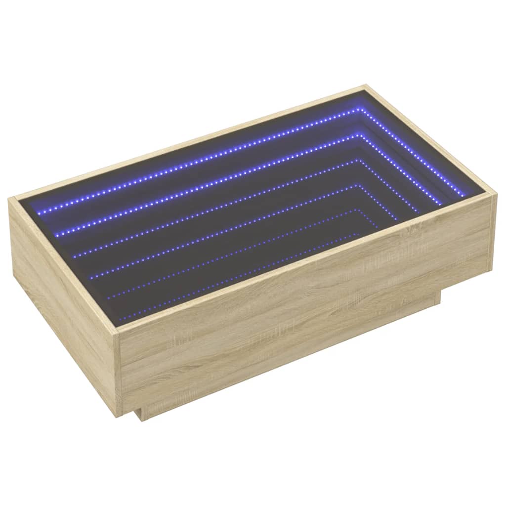 Table basse avec LED chêne sonoma 90x50x30 cm bois d'ingénierie