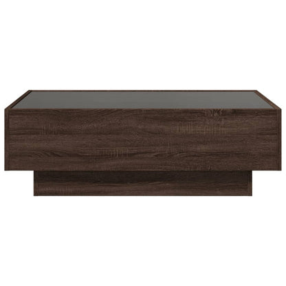 Table basse avec LED chêne marron 90x50x30 cm bois d'ingénierie