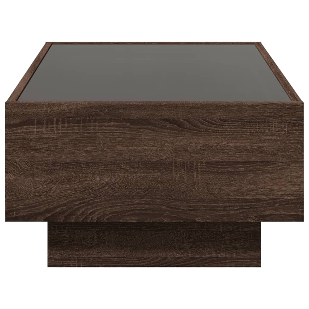 Table basse avec LED chêne marron 90x50x30 cm bois d'ingénierie