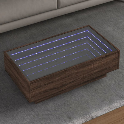 Table basse avec LED chêne marron 90x50x30 cm bois d'ingénierie