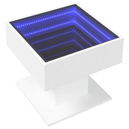 Table basse avec LED blanc 50x50x45 cm bois d'ingénierie