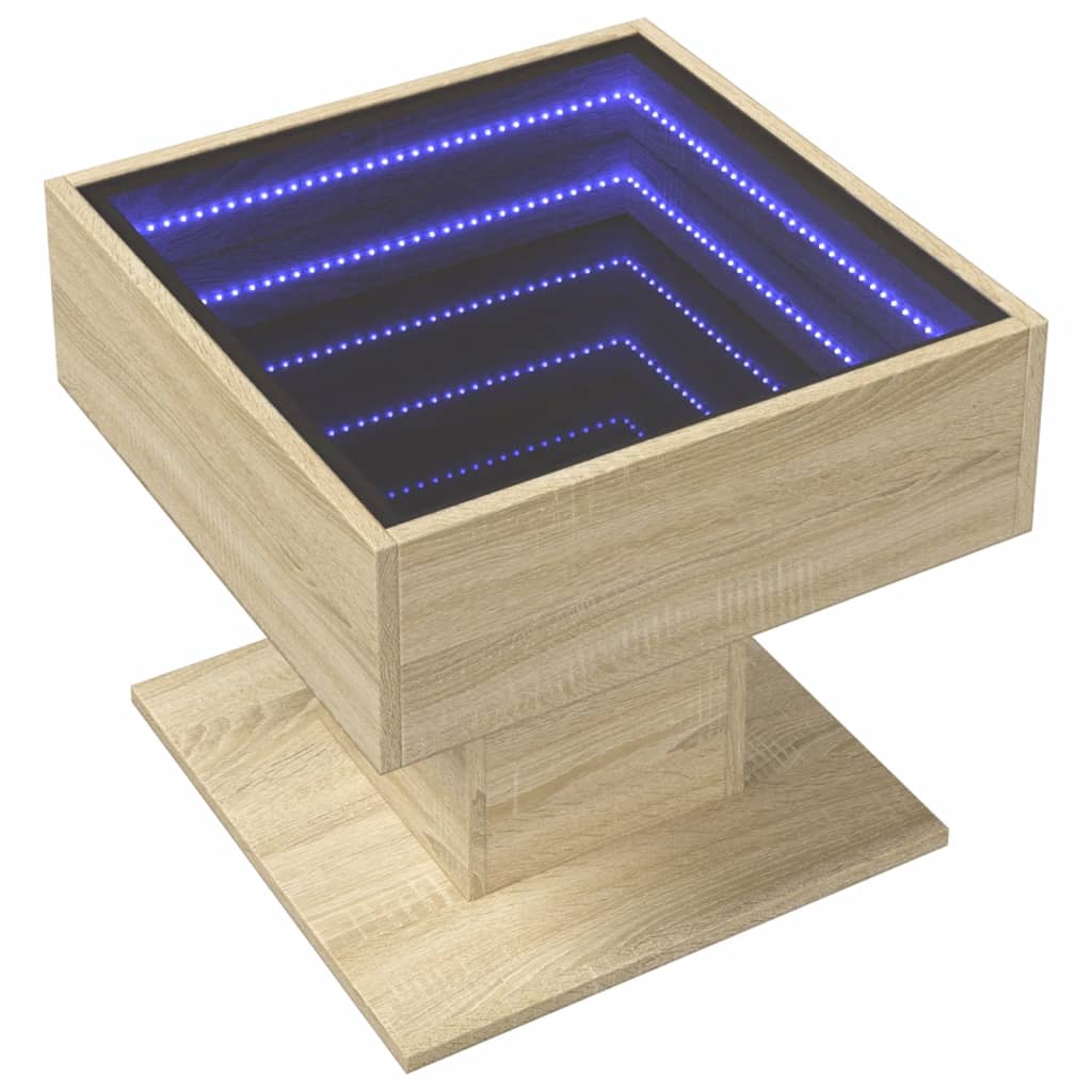 Table basse avec LED chêne sonoma 50x50x45 cm bois d'ingénierie