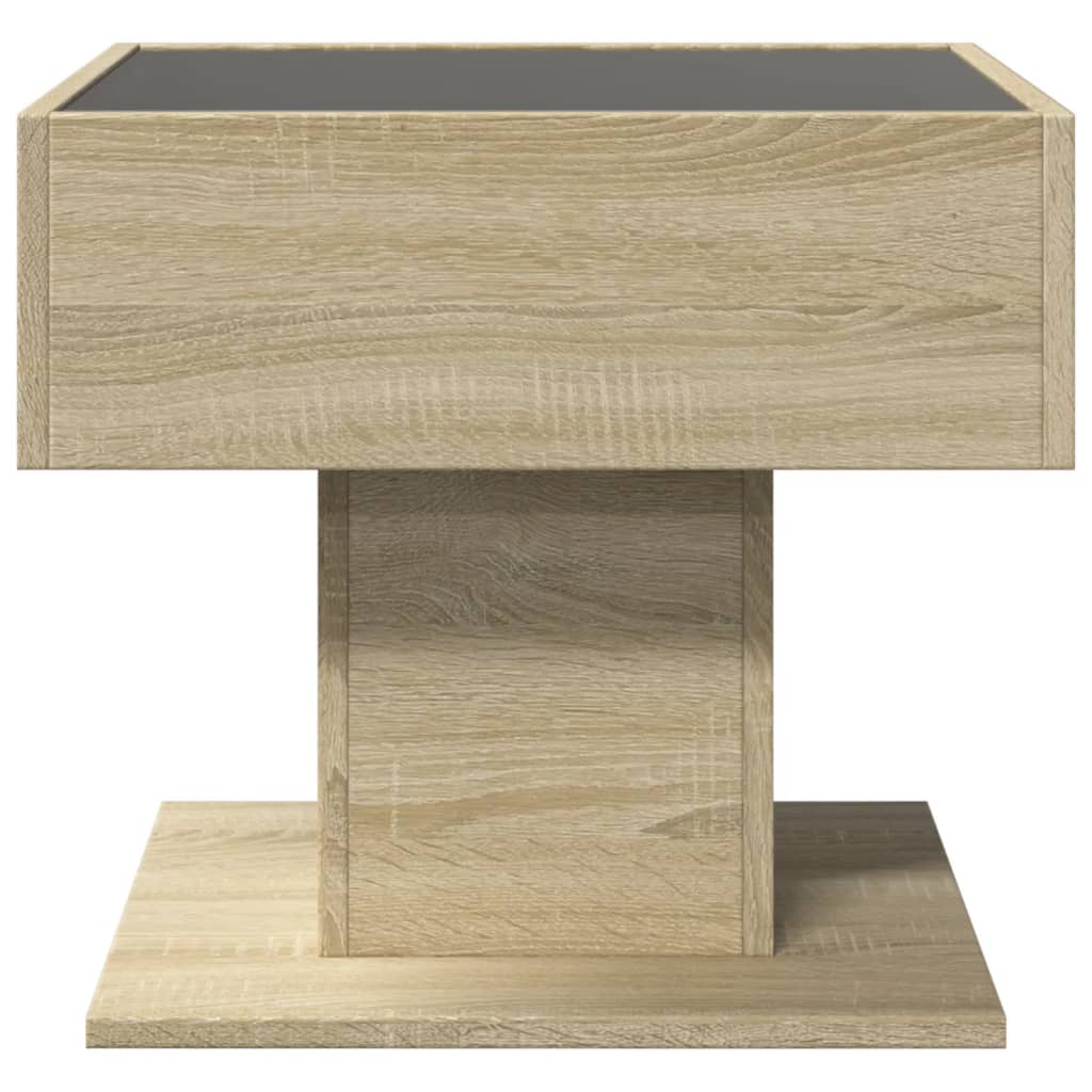 Table basse avec LED chêne sonoma 50x50x45 cm bois d'ingénierie