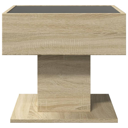 Table basse avec LED chêne sonoma 50x50x45 cm bois d'ingénierie