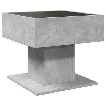 Table basse avec LED gris béton 50x50x45 cm bois d'ingénierie