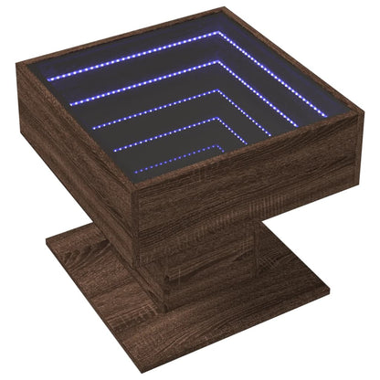 Table basse avec LED chêne marron 50x50x45 cm bois d'ingénierie