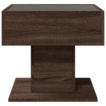 Table basse avec LED chêne marron 50x50x45 cm bois d'ingénierie