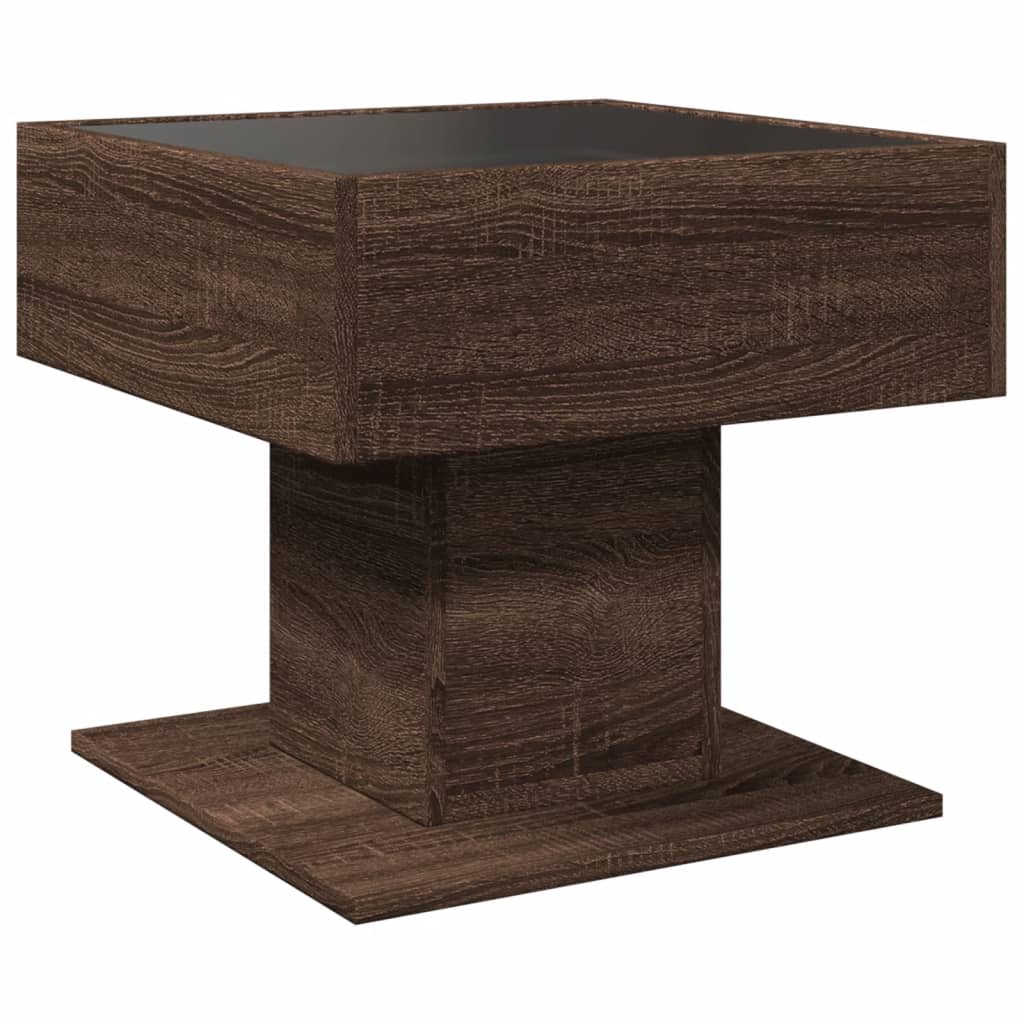 Table basse avec LED chêne marron 50x50x45 cm bois d'ingénierie